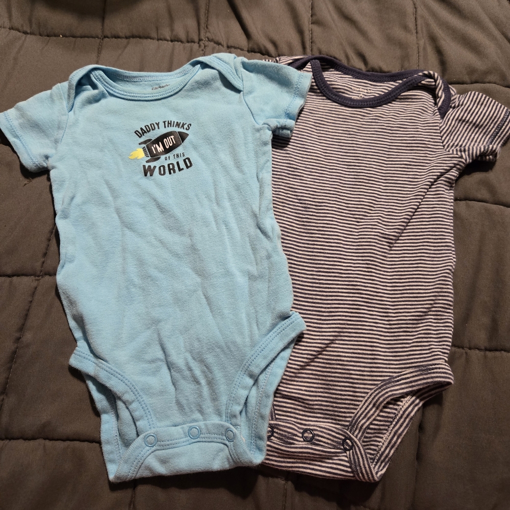 Carter's Blue Bodysuits Soft Cotton One Pieces